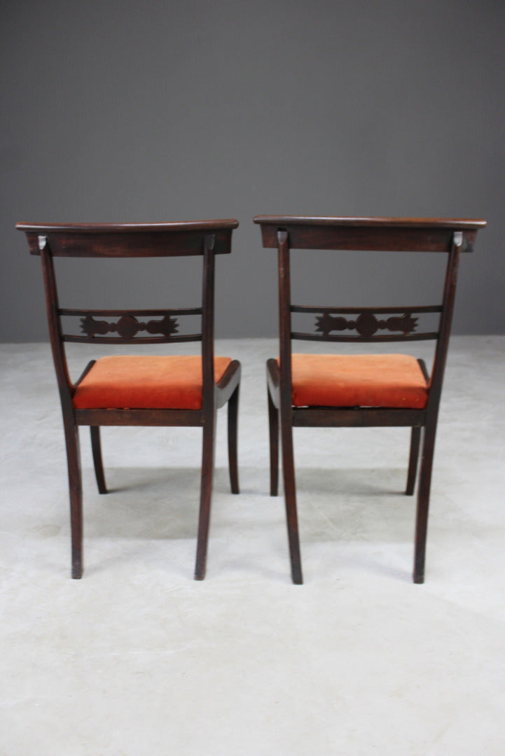 Pair Antique Mahogany Dining Chairs - Kernow Furniture