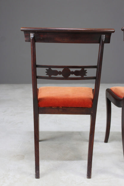 Pair Antique Mahogany Dining Chairs - Kernow Furniture