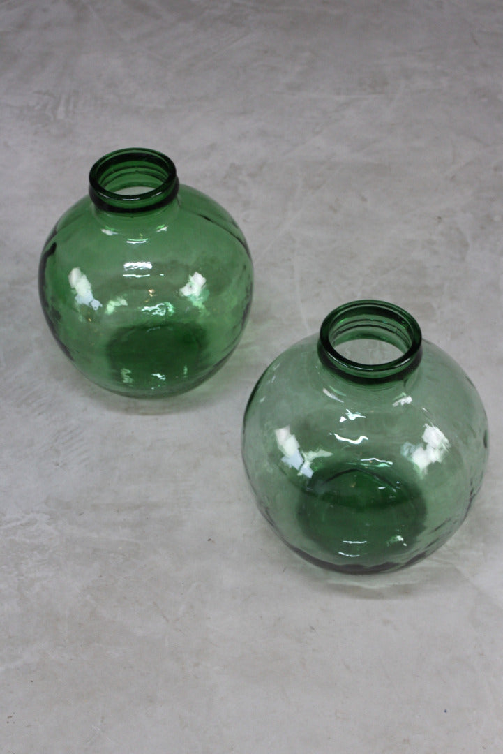 Pair Green French Viresa Carboy Bottle - Kernow Furniture