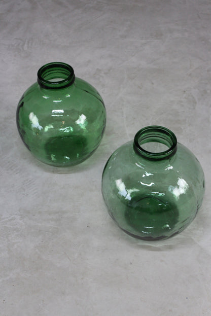 Pair Green French Viresa Carboy Bottle - Kernow Furniture