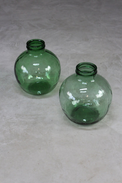 Pair Green French Viresa Carboy Bottle - Kernow Furniture