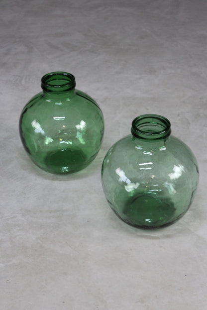 Pair Green French Viresa Carboy Bottle - Kernow Furniture