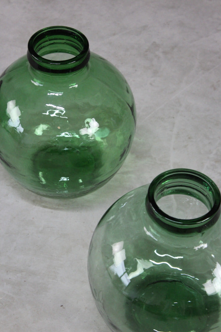 Pair Green French Viresa Carboy Bottle - Kernow Furniture