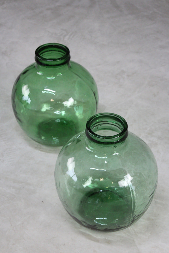 Pair Green French Viresa Carboy Bottle - Kernow Furniture