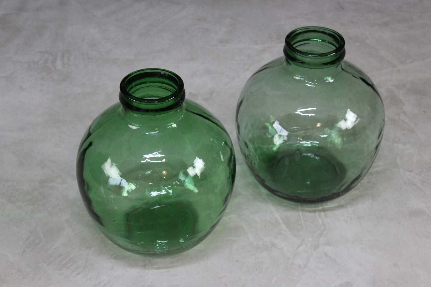 Pair Green French Viresa Carboy Bottle - Kernow Furniture