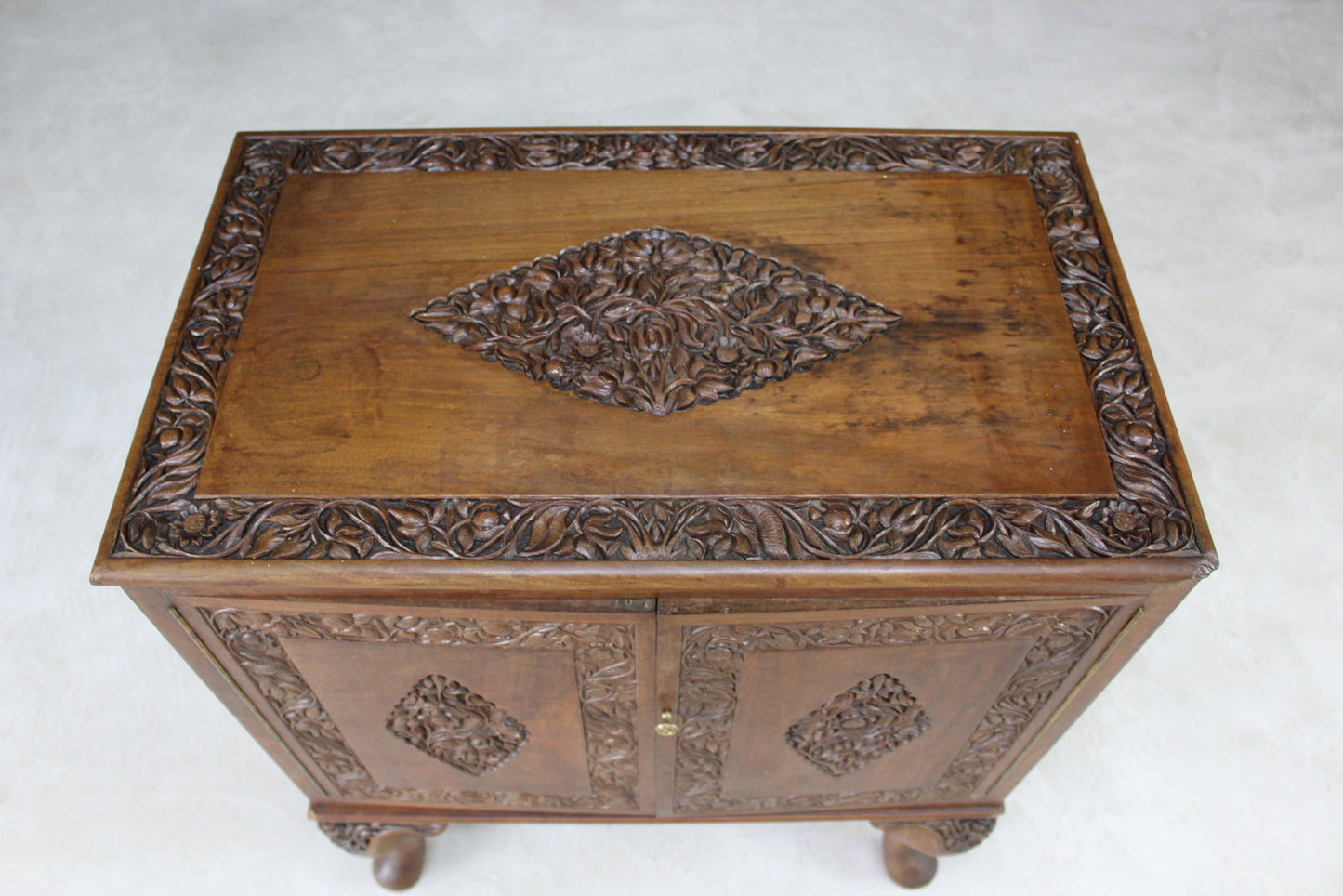 Small Eastern Carved Cabinet - Kernow Furniture