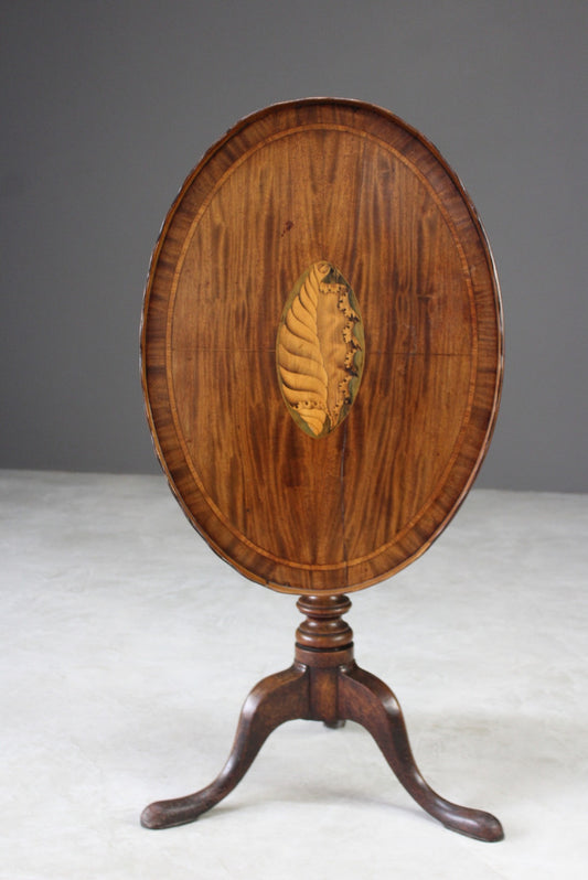 Antique Mahogany Oval Tilt Top Occasional Table - Kernow Furniture
