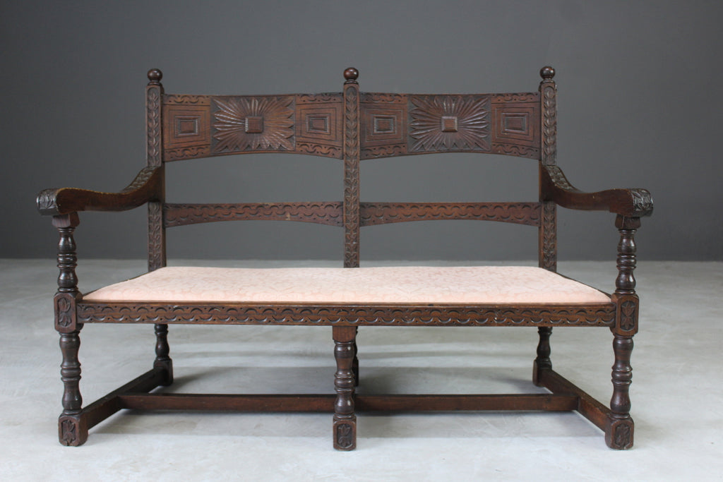 Antique Oak Bench - Kernow Furniture