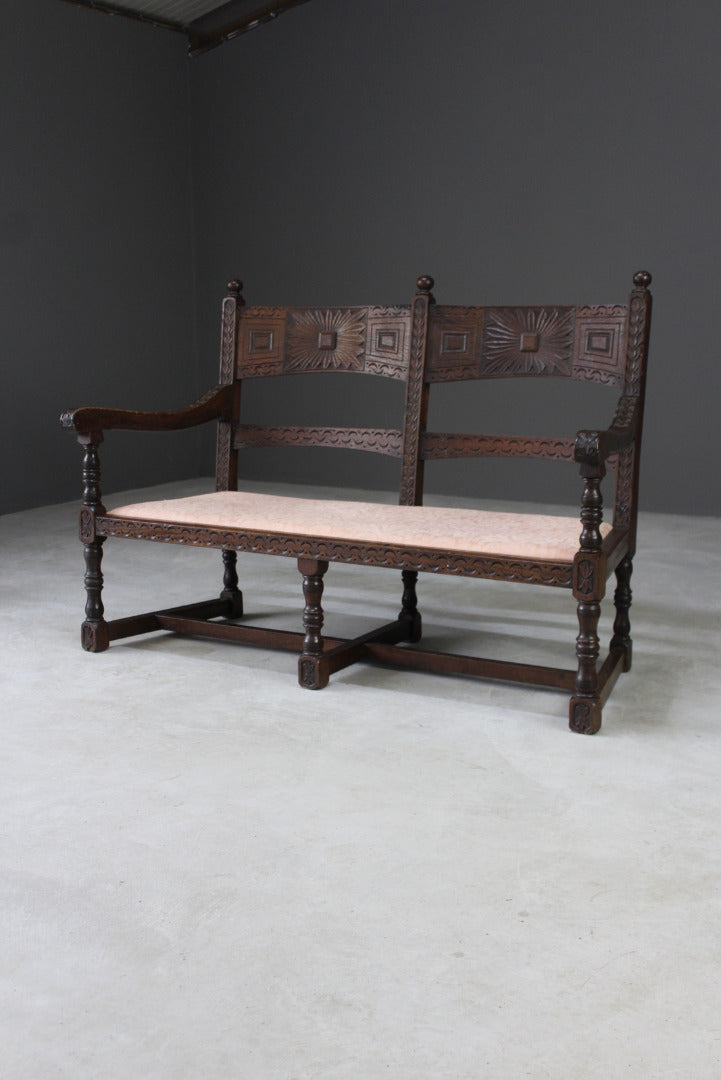 Antique Oak Bench - Kernow Furniture