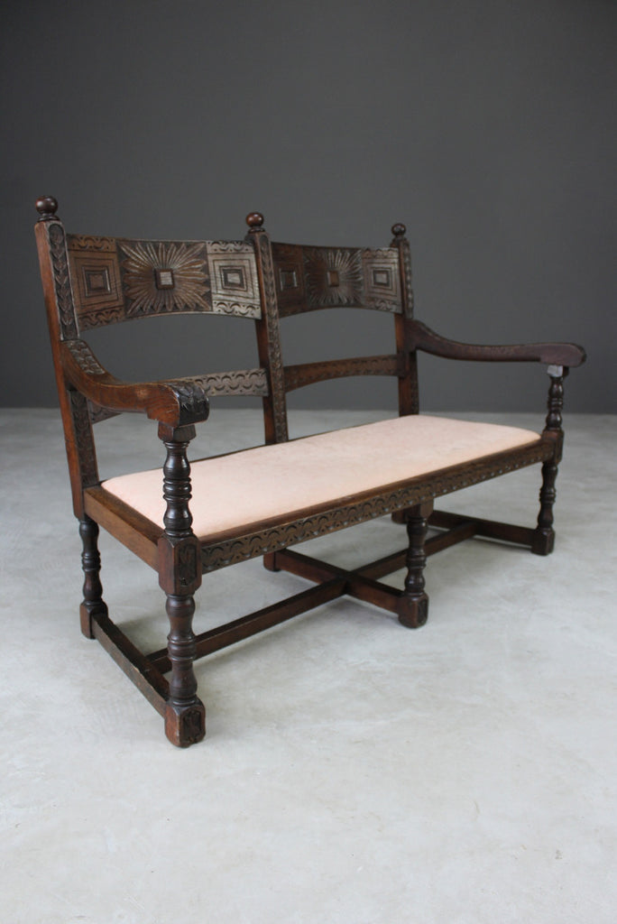 Antique Oak Bench - Kernow Furniture