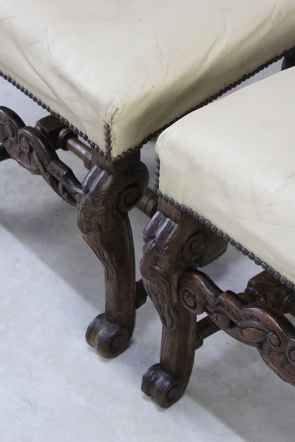 Pair Antique Victorian Carved Side Chairs - Kernow Furniture