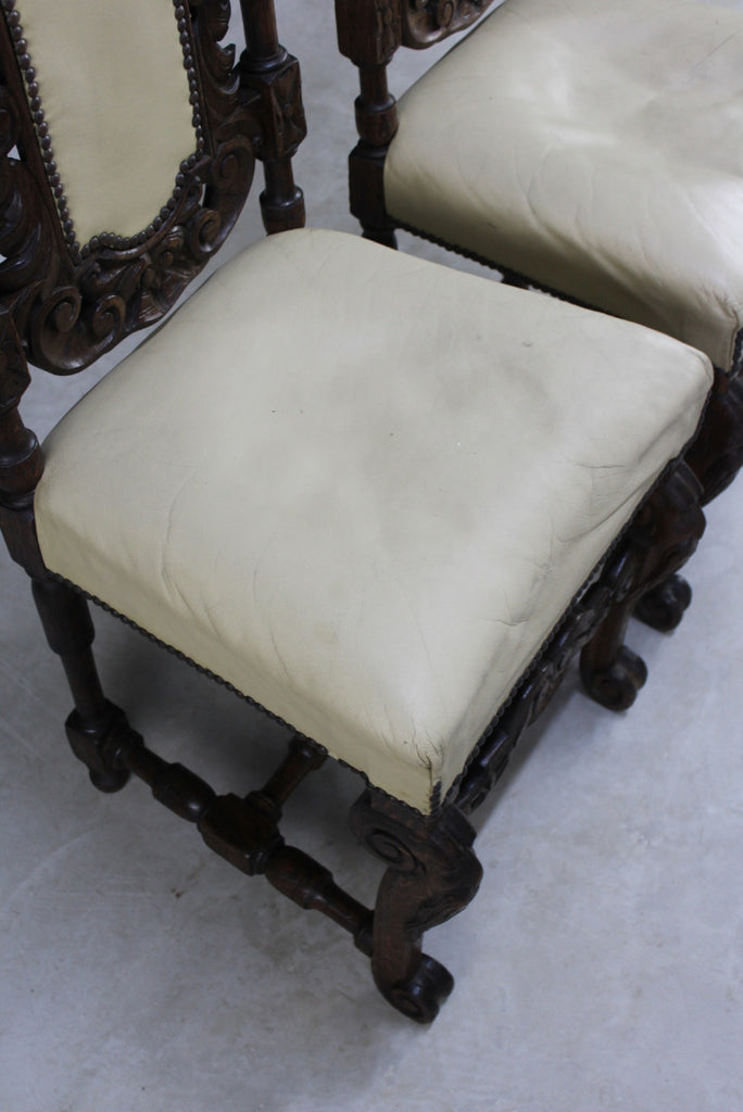 Pair Antique Victorian Carved Side Chairs - Kernow Furniture