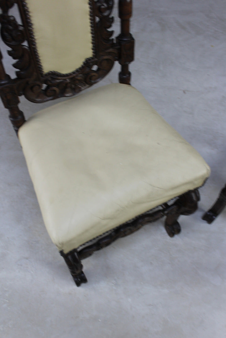 Pair Antique Victorian Carved Side Chairs - Kernow Furniture