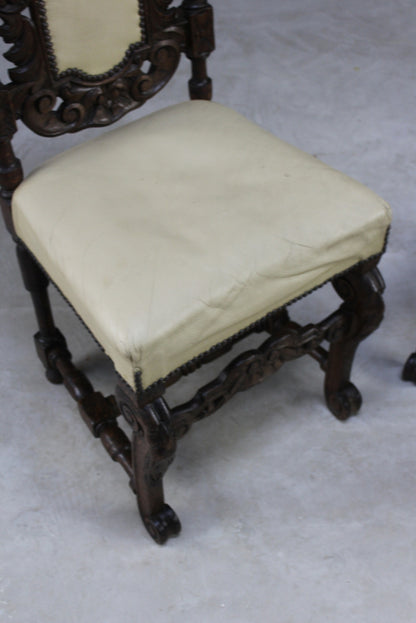 Pair Antique Victorian Carved Side Chairs - Kernow Furniture