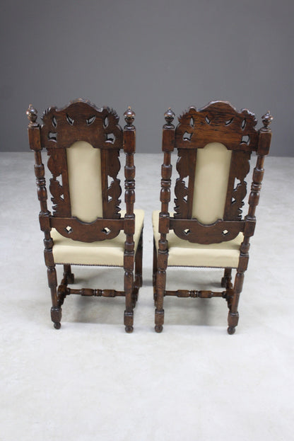 Pair Antique Victorian Carved Side Chairs - Kernow Furniture