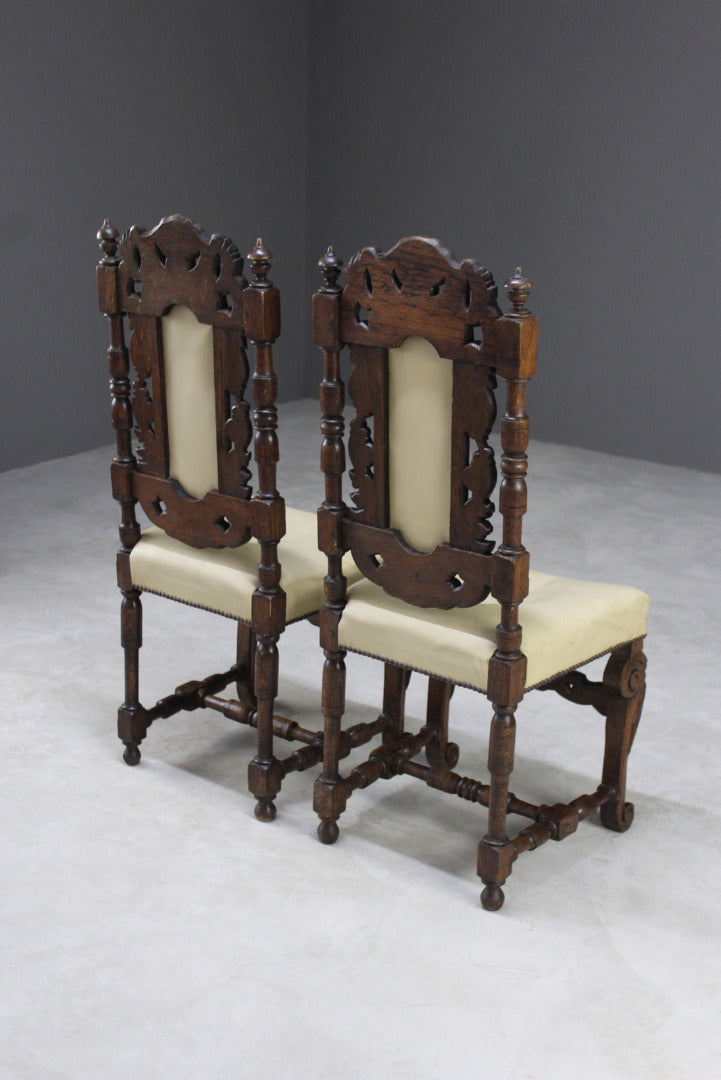 Pair Antique Victorian Carved Side Chairs - Kernow Furniture