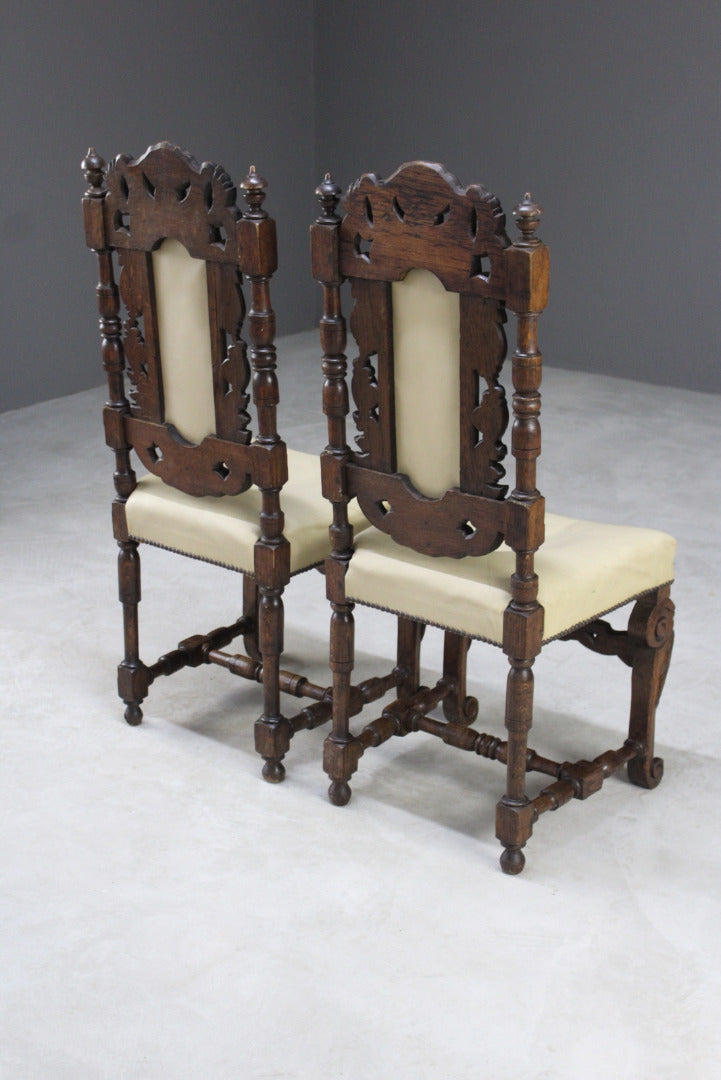 Pair Antique Victorian Carved Side Chairs - Kernow Furniture