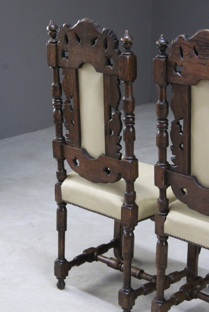 Pair Antique Victorian Carved Side Chairs - Kernow Furniture