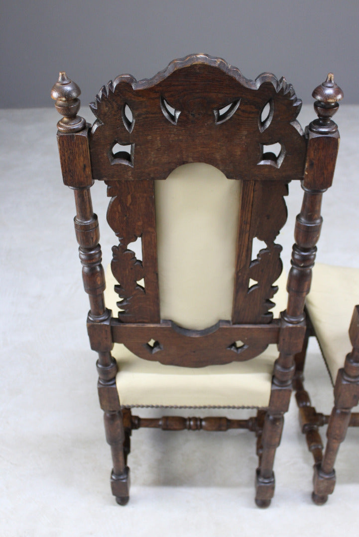 Pair Antique Victorian Carved Side Chairs - Kernow Furniture