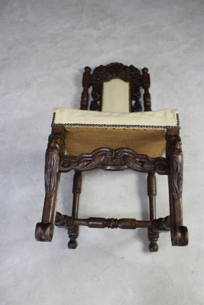 Pair Antique Victorian Carved Side Chairs - Kernow Furniture