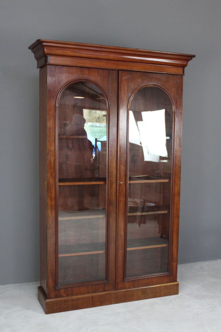 Antique Mahogany Glazed Bookcase - Kernow Furniture