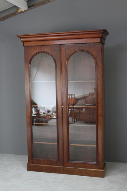 Antique Mahogany Glazed Bookcase - Kernow Furniture