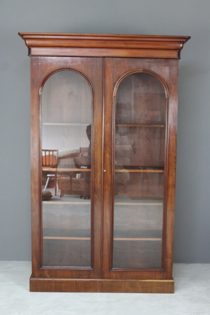 Antique Mahogany Glazed Bookcase - Kernow Furniture