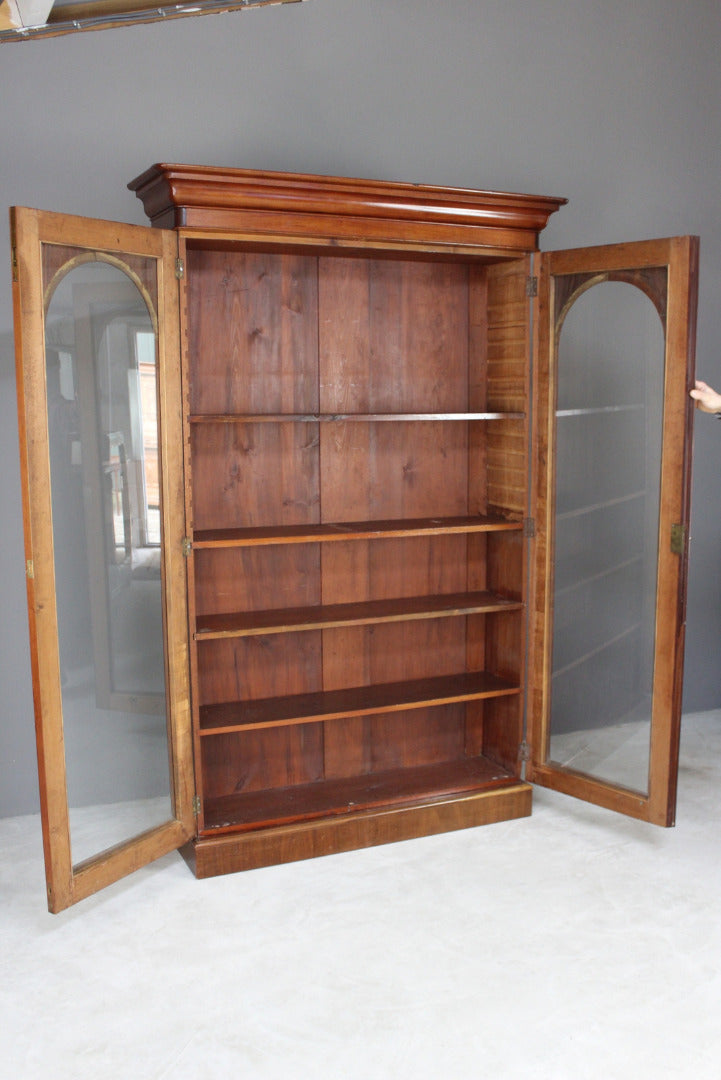 Antique Mahogany Glazed Bookcase - Kernow Furniture