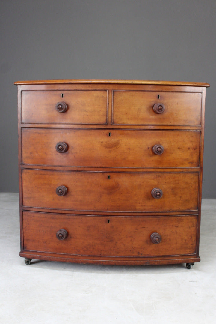 Antique Bow Front Chest of Drawers - Kernow Furniture