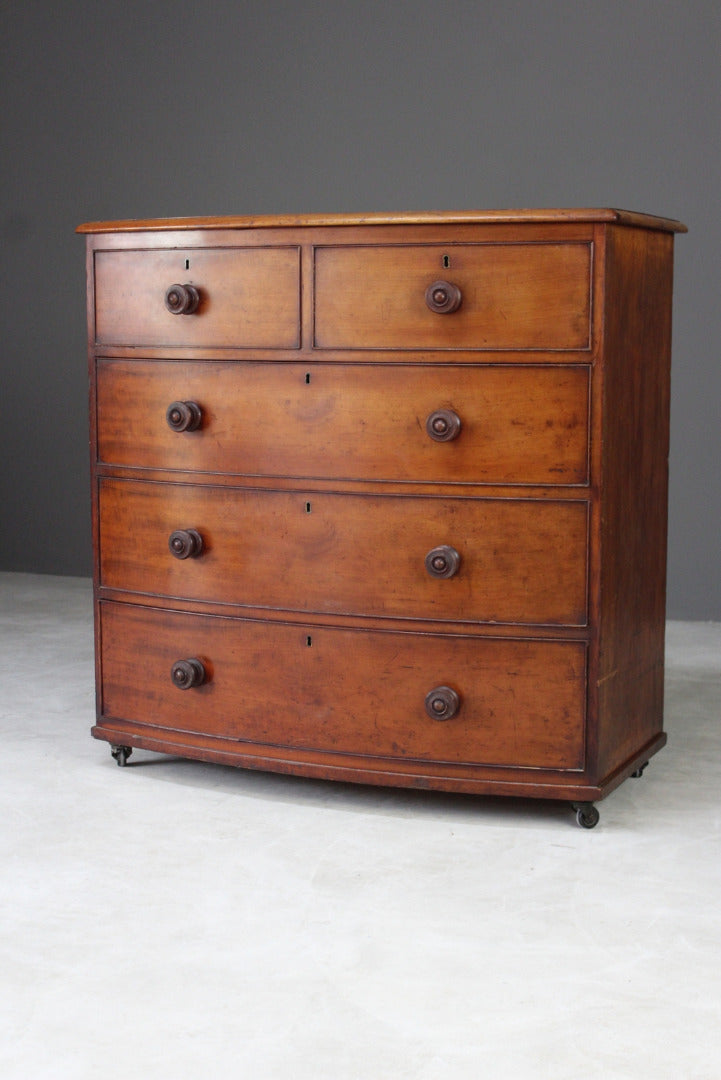 Antique Bow Front Chest of Drawers - Kernow Furniture