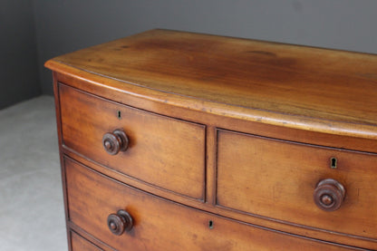 Antique Bow Front Chest of Drawers - Kernow Furniture