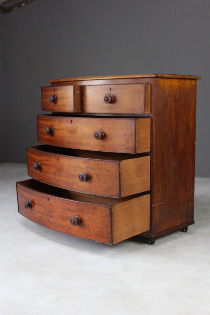 Antique Bow Front Chest of Drawers - Kernow Furniture