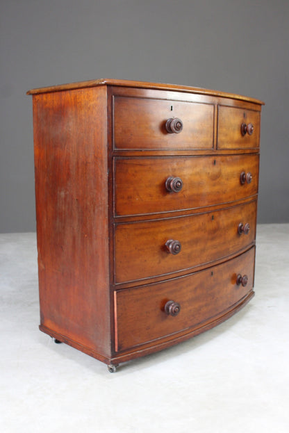 Antique Bow Front Chest of Drawers - Kernow Furniture