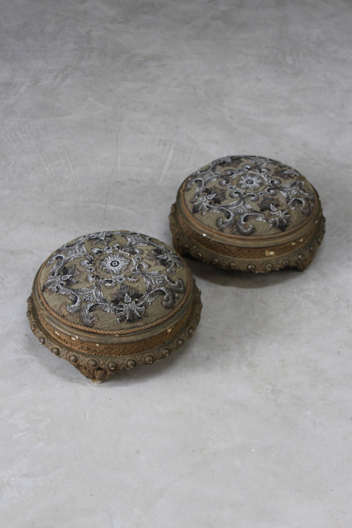 Pair Beaded Footstools - Kernow Furniture