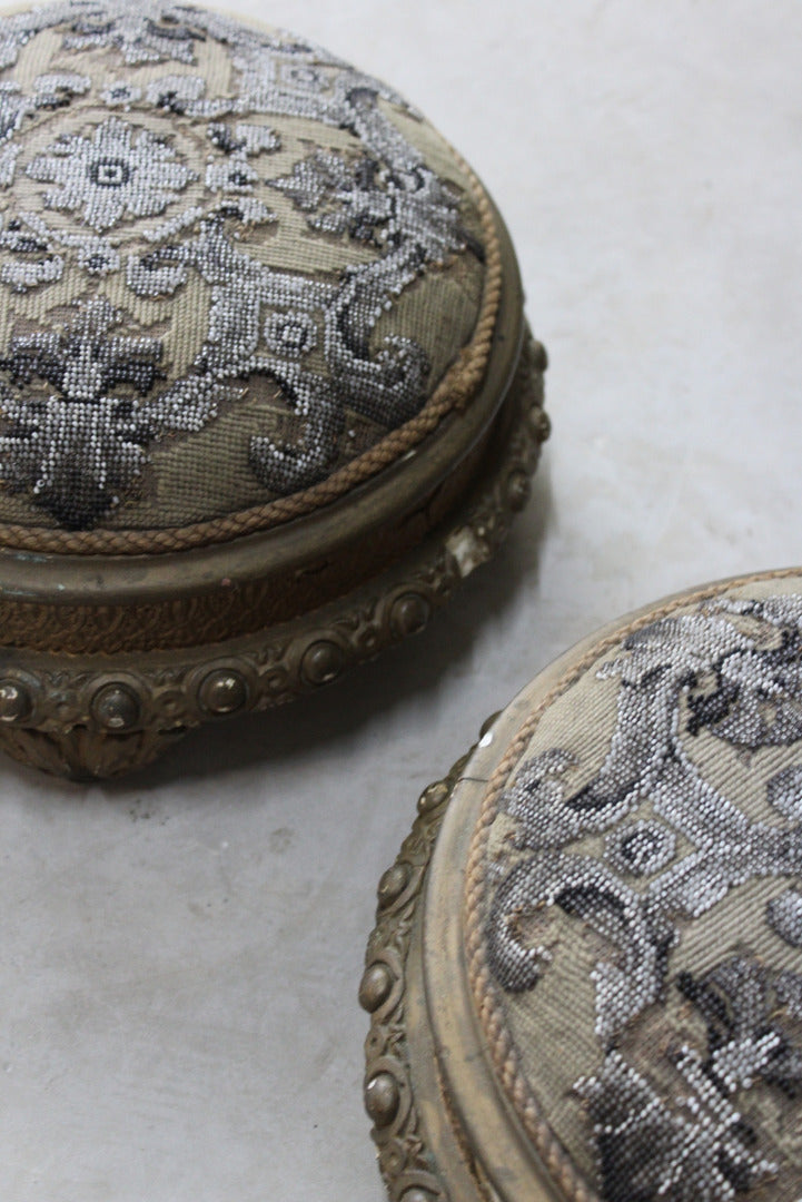 Pair Beaded Footstools - Kernow Furniture