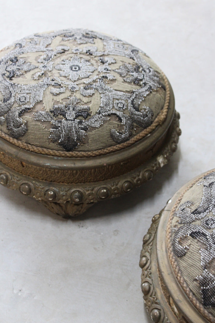 Pair Beaded Footstools - Kernow Furniture