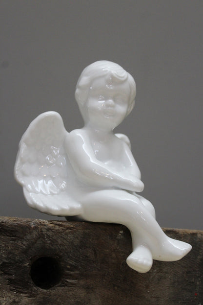 White Ceramic Cherub - Kernow Furniture