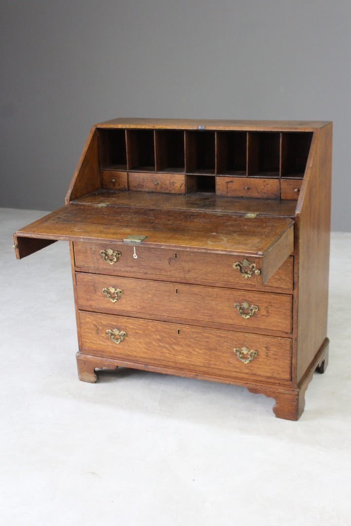 Antique Oak Bureau - Kernow Furniture