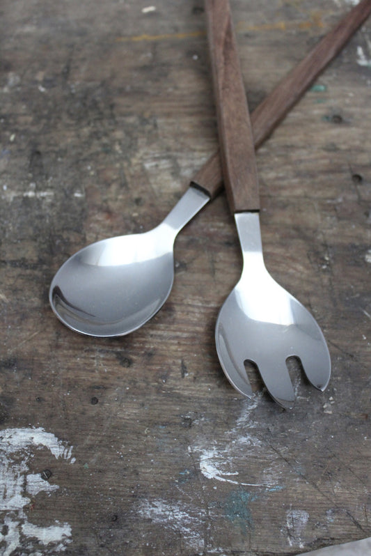 Retro Danish Teak Salad Servers - Kernow Furniture