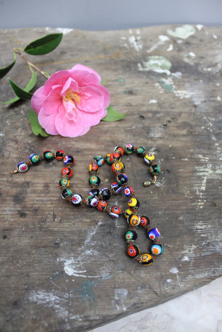 Millefiori Glass Bead Necklace - Kernow Furniture