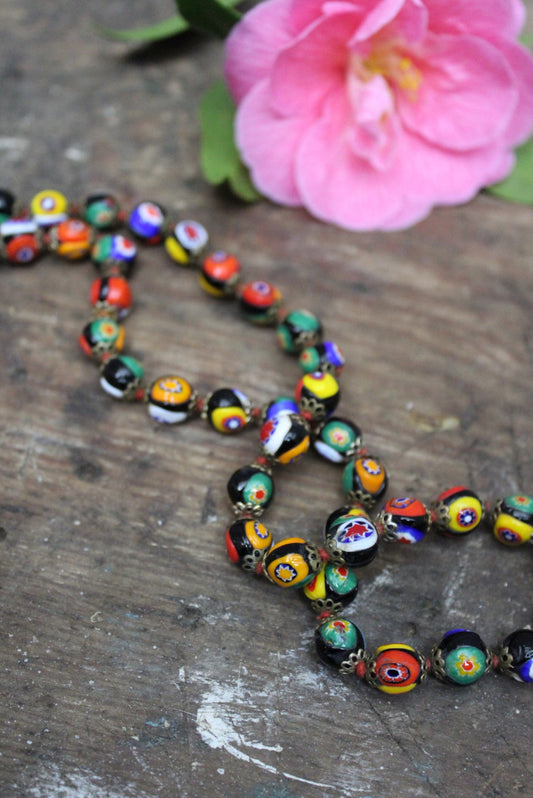Millefiori Glass Bead Necklace - Kernow Furniture