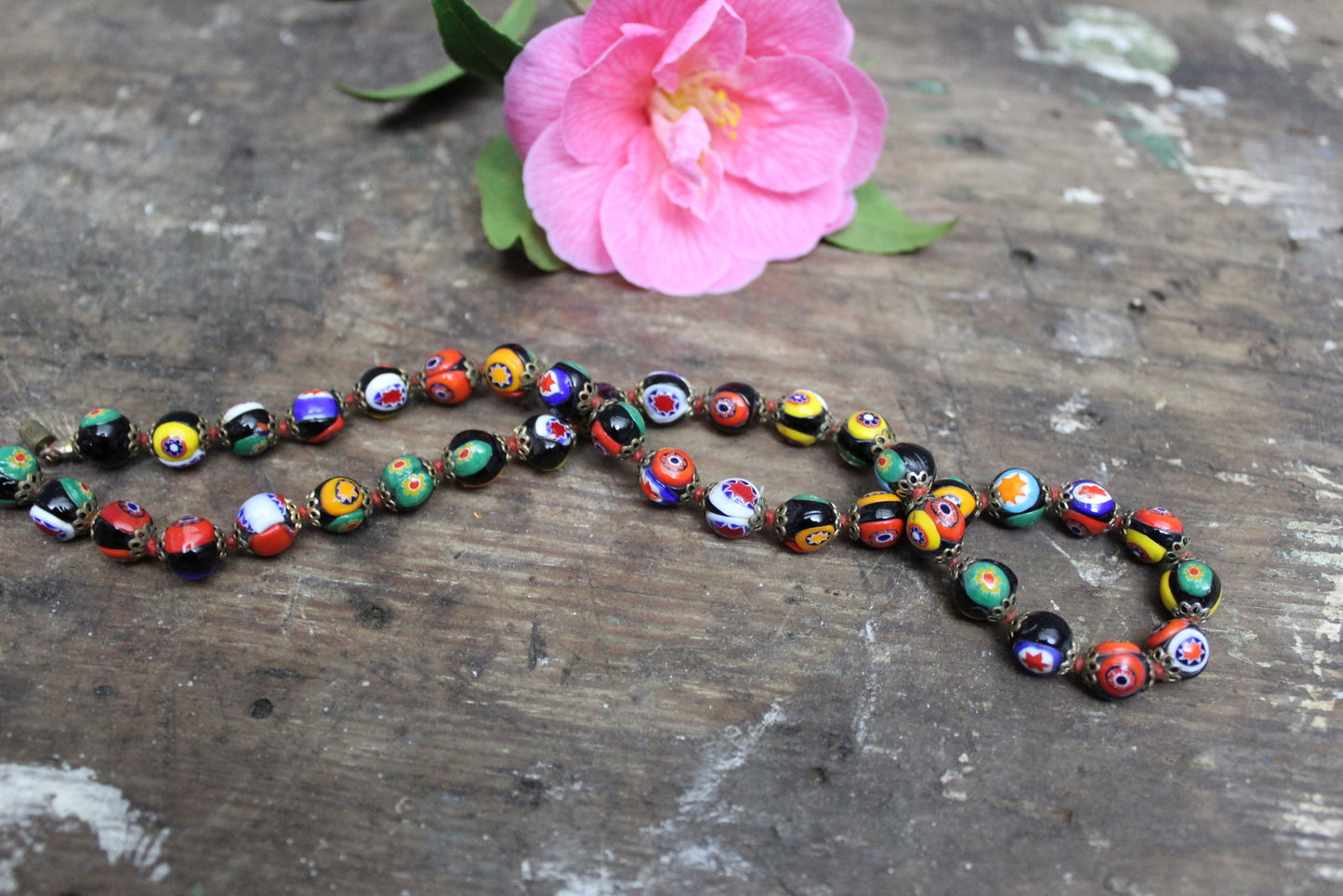 Millefiori Glass Bead Necklace - Kernow Furniture