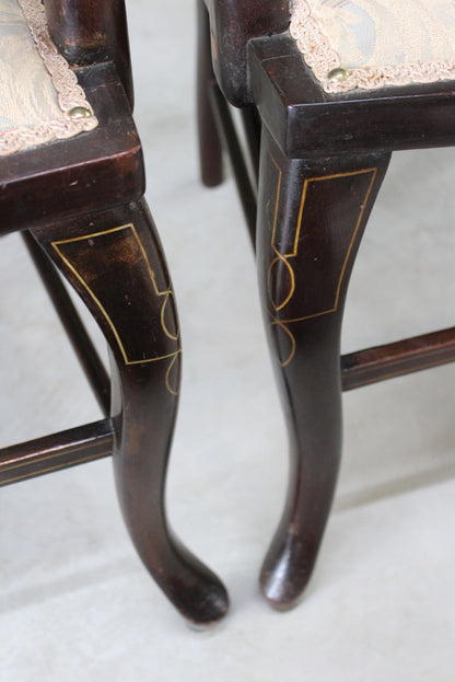 Pair Antique Victorian Inlaid Armchairs - Kernow Furniture