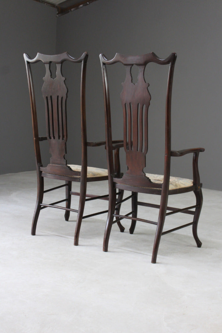 Pair Antique Victorian Inlaid Armchairs - Kernow Furniture