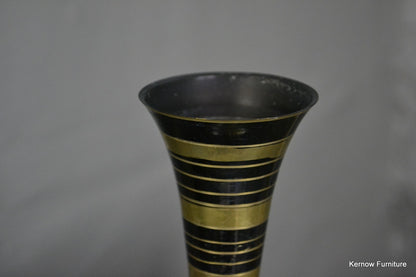 Pair Asian Etched Brass Vase - Kernow Furniture