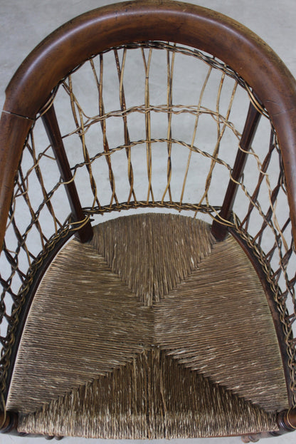 Antique Walnut Rustic Cane Chair - Kernow Furniture