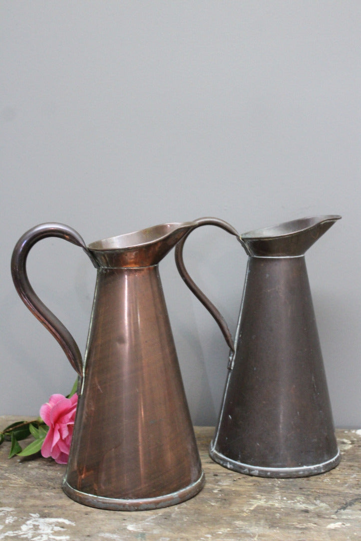 Pair Copper Jugs - Kernow Furniture