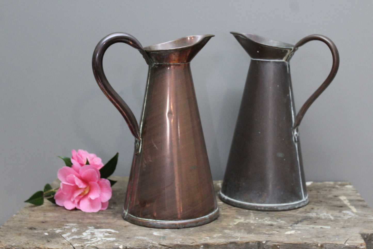 Pair Copper Jugs - Kernow Furniture