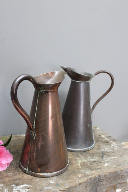 Pair Copper Jugs - Kernow Furniture