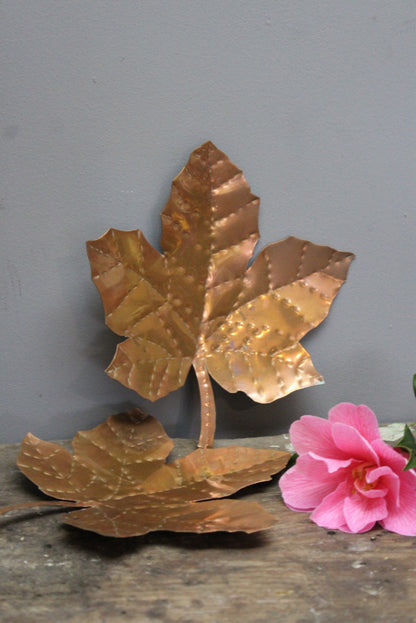 Pair Decorative Copper Leaves - Kernow Furniture